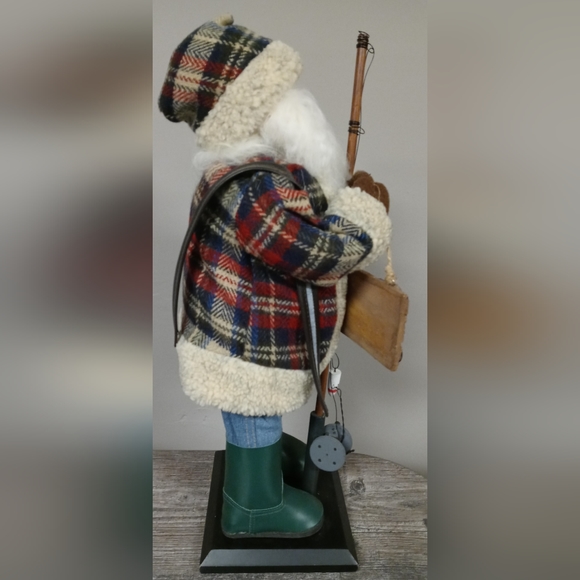 Christmas Santa Fisherman Decor with Fishing Rod & Sign - Picture 5 of 6